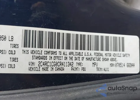 2012 Chrysler Town & Country Touring-L из США, поврежденный, VIN 2C4RC1CG0CR411342